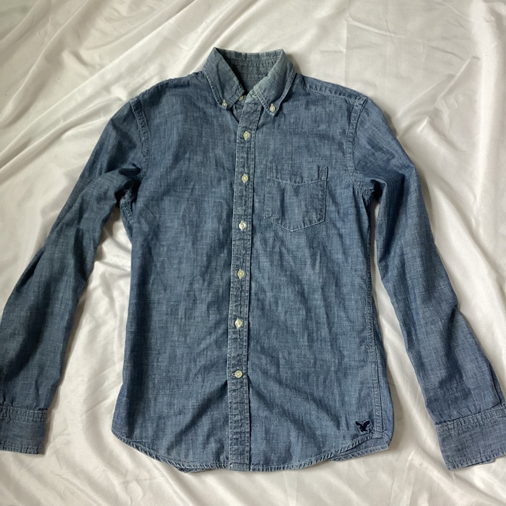 American Eagle Ladies Cotton Denim Classic Fit Shirt Top Size XXS